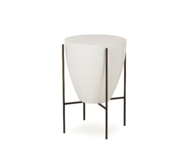 Danica Side Table - 17" Diameter Filter Design - White Lacquer
